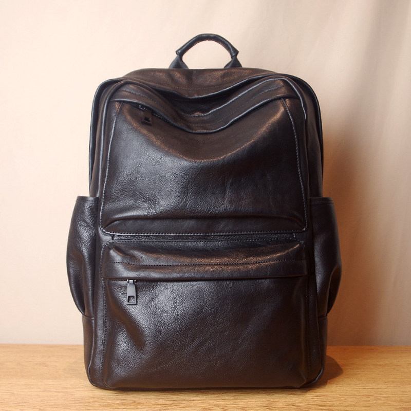 Leather Backpack Men's Large Capacity Casual First Layer Leather 16-Inch Computer Bag Business Men's Travel Backpack