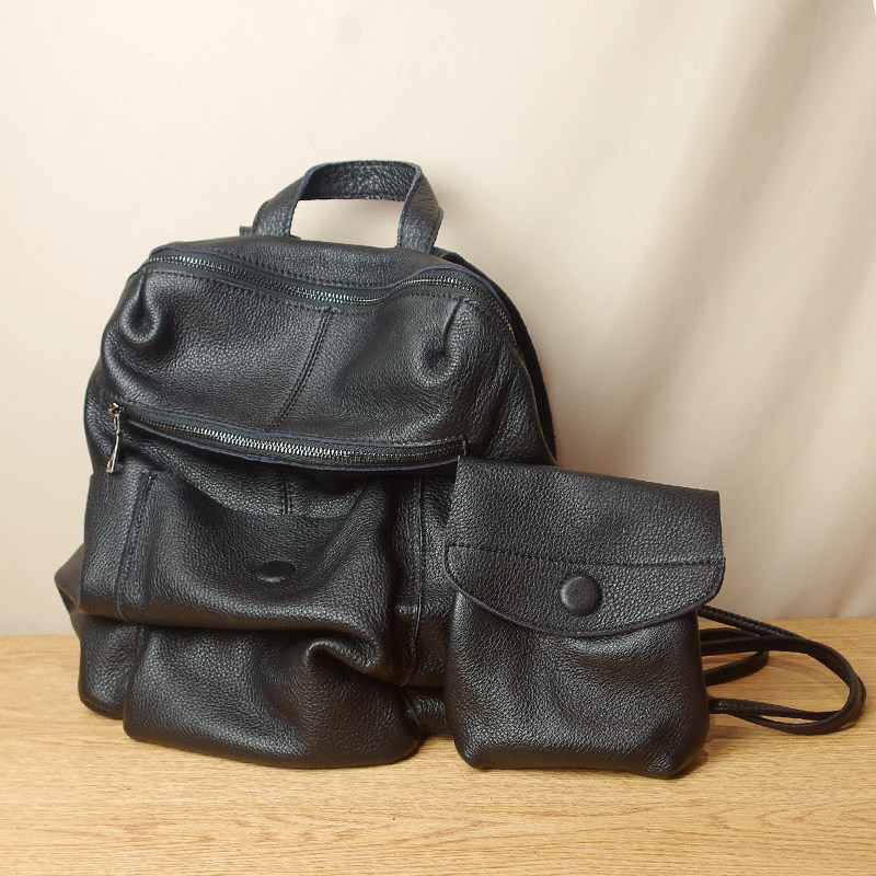 Niche soft leather backpack women's leather large-capacity first layer cowhide European and American neutral style men's and women's same backpack