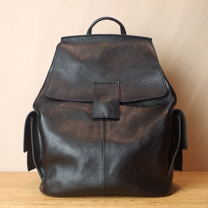 Leather women's backpack large-capacity first layer cowhide high-quality niche design leather school bag travel backpack