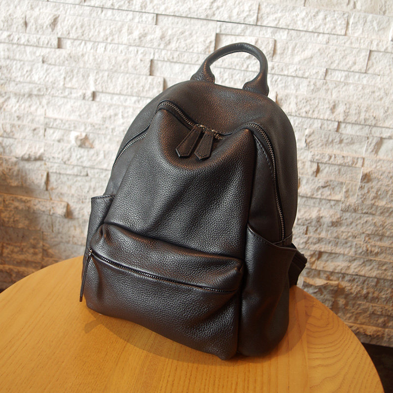 Leather women's backpack soft leather large capacity first layer cowhide women's backpack commuting casual leather school bag