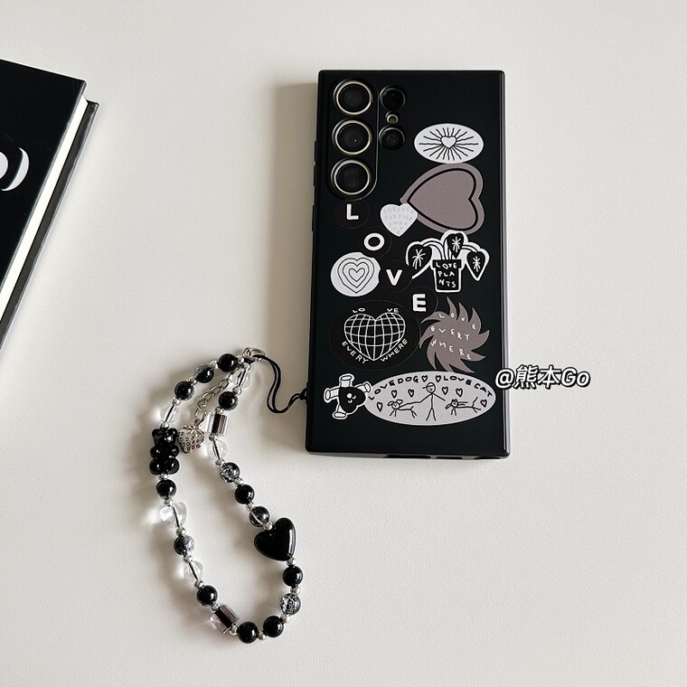 Family Love Cute For Girls With Bead Wrist Lanyard Strap S23, S23 Plus, S23 Ultra, S22, S22 Plus, S22 Ultra, S21, S21 Plus