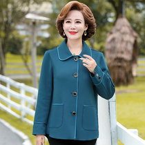 2021 Middle-aged and elderly womens autumn coat solid color lapel jacket large size mother suit womens small suit