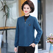 Autumn velvet jacket middle-aged and elderly womens mothers casual baseball uniform womens top jacket jacket size