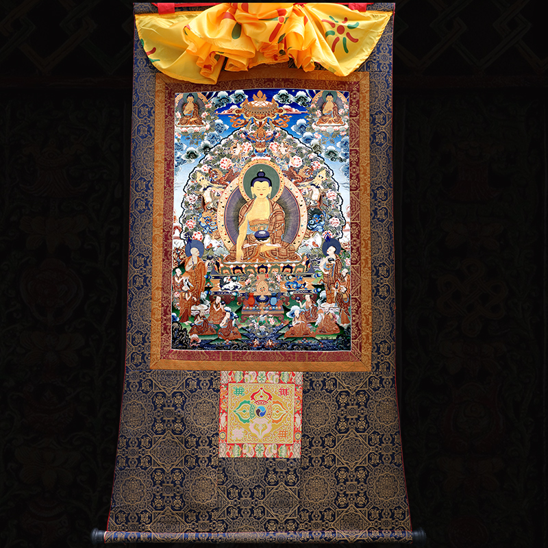 Sakyamuni Buddha Tangka Mineral Pigments micro-spray painting Tibetan and high-definition custom finely framed painting living room decorations