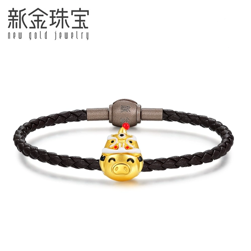新金 Ювелирное украшение, золотой браслет с одной бусиной, неваляшка, эмаль, 3D