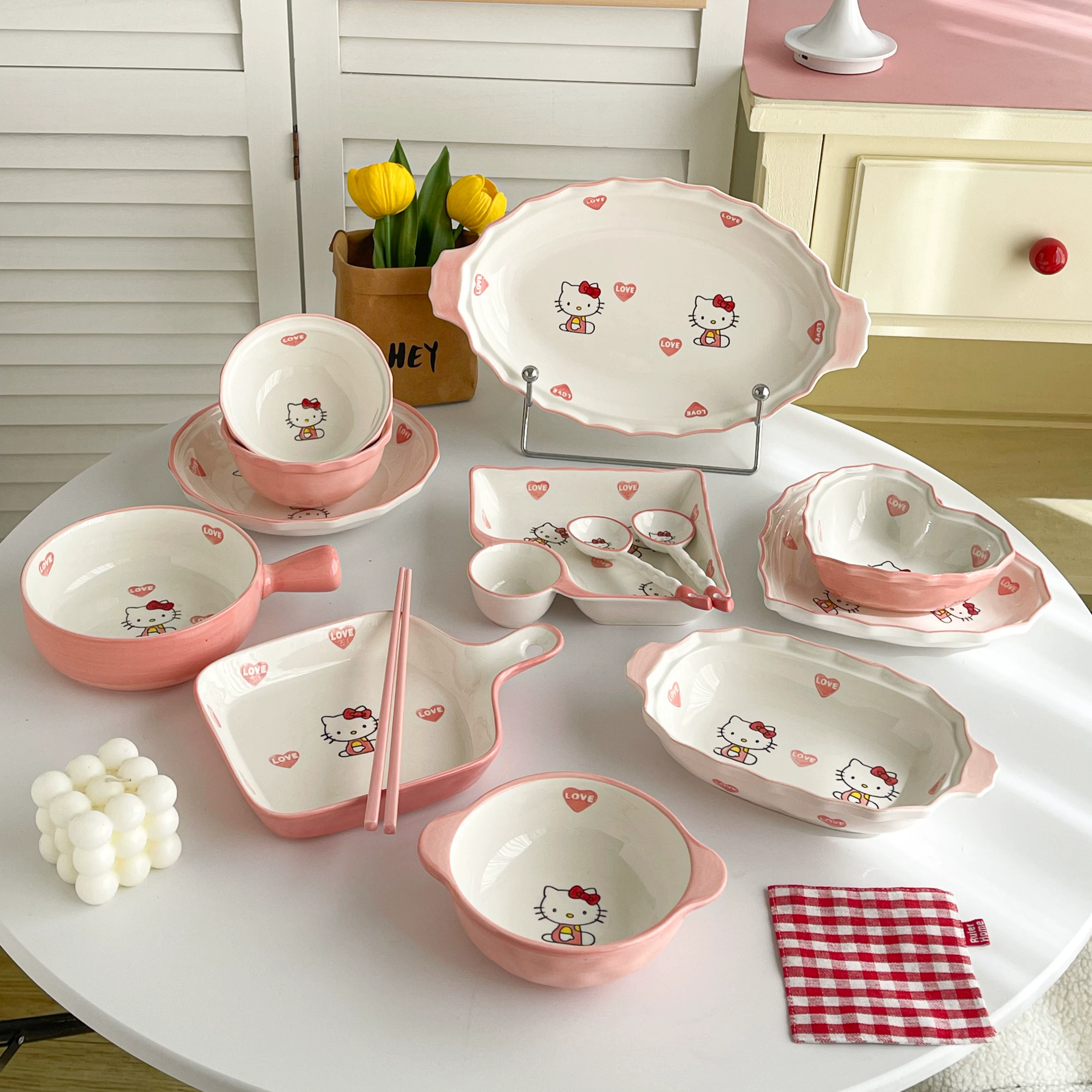 Hello Kitty, посуда, керамический милый набор для дома, новая коллекция, подарок на день рождения