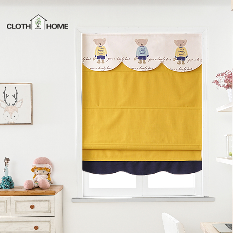Curtains 2021 new children's room yellow bedroom small curtains blackout cloth roll-up blinds roller blinds Roman blinds