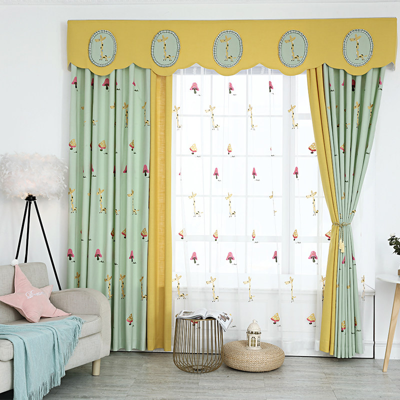 Cartoon Children Curtains Bedroom Kindergarten Boys Girls Modern Minima American Fluttage Windows Window Mantle Collage