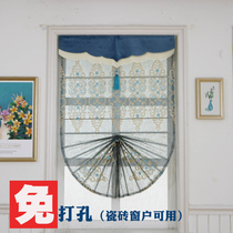 Modern European simple dining room Kitchen Living room Balcony Birds nest embroidered window screen Fan-shaped Roman curtain upgraded curtains