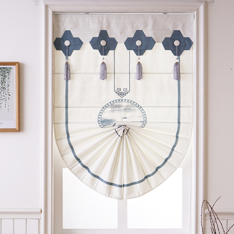 2020 new Chinese-style sector Roman blinds Living room dining room Book room Small window floating windows free of punch minimalist installation