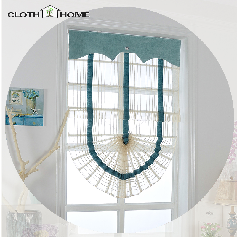 Roman curtain 2021 new living room dining room kitchen balcony screen curtain translucent fan-shaped lifting free perforated curtain