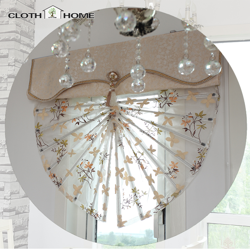 Simple punch-free curtains for living room dining room powder room Korean pastoral fan-shaped Roman curtain lift curtain roller shutter