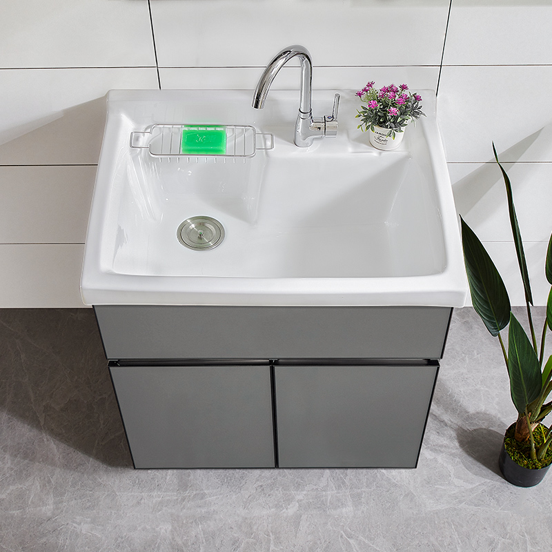Bath Cabinet Stainless Steel Laundry Cabinet Balcony Cabinet Laundry Cabinet High Temperature Ceramic Laundry Pool Bathroom Counter Basin Cabinet-Taobao