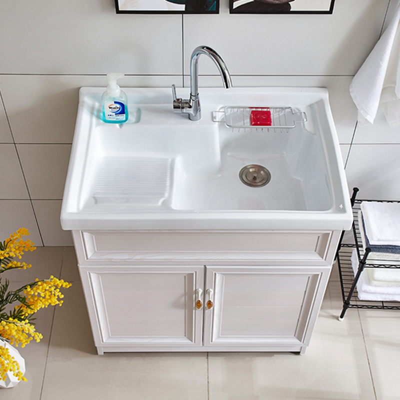 Space aluminum laundry cabinet porcelain rubber plate floor washing bathroom cabinet waterproof household