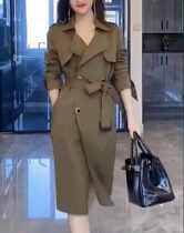 Long windbreaker coat women 2021 autumn and winter New European and American fashion big brand loose thin atmosphere fashion coat women