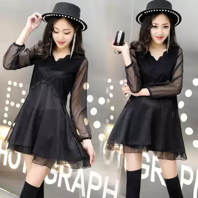 2021 autumn and winter New Korean fashion long lace chiffon shirt female slim slim base shirt coat tide