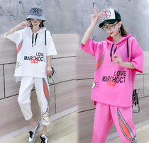 Rabbit sportswear suit suit womens short sleeve summer New loose leisure student two-piece half sleeve sweater tide hip hop