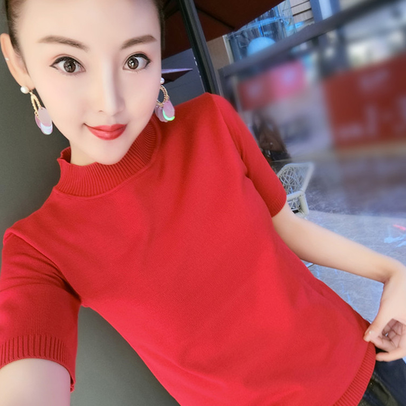 Large size female dress Fat mm Belly Jacket Sweater Woman 2022 New short sleeve net version sleeve Head loose to beat undershirt