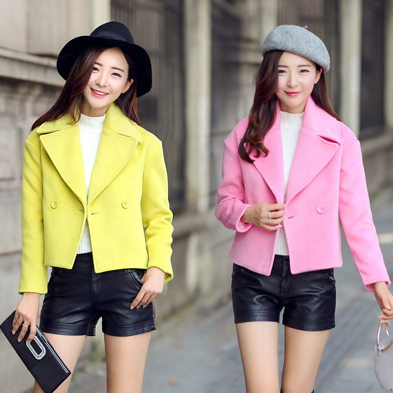 Short lapel double-breasted wool coat women's straight wild coat 2021 spring new