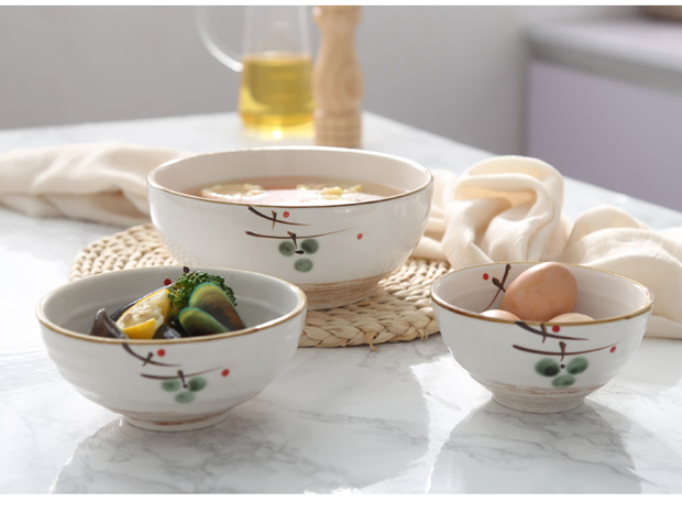 Mùa thu vần nhà Nhật gốm sứ bát bộ đồ ăn ramen bát uống súp bát ăn bát salad bát lớn bát súp đĩa tròn
