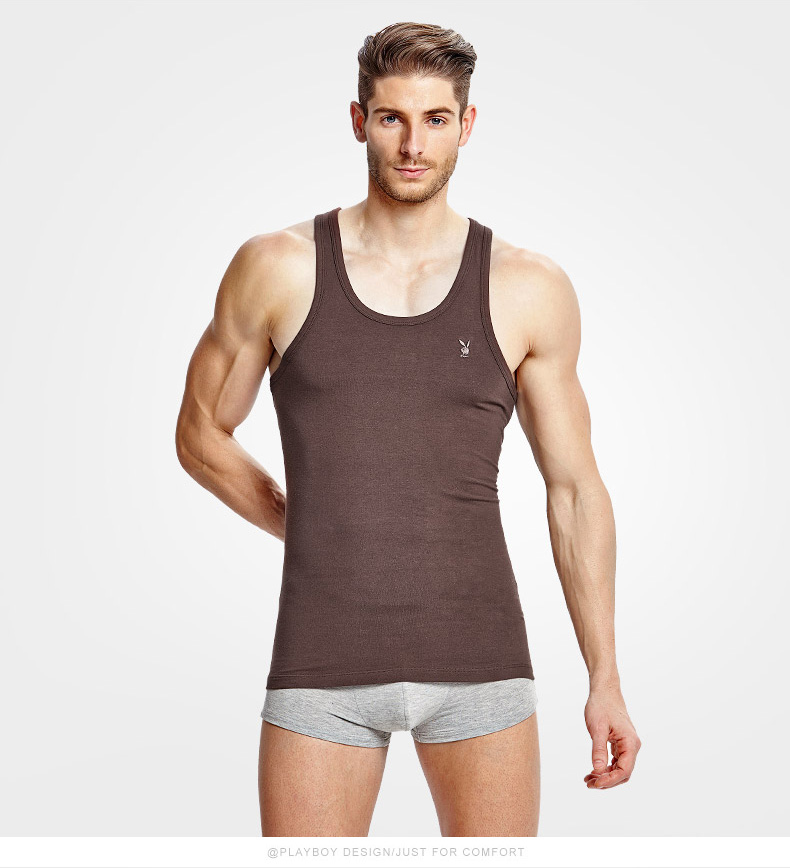 Playboy của Nam Giới Vest Cotton Slim Thanh Niên Tập Thể Dục Hurdle Thể Thao Thắt Chặt Mùa Hè Hơi Thở Tự Do