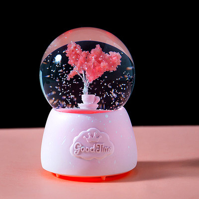Dream Romantic Cherry Blossom with Snow Water Crystal Ball Music Box Eight soundboxes Children Girls Girls Couples Children's Day Gift