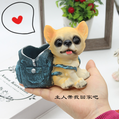 Cute puppy student pen brush creative resin craftsHome desktop receives box fittings birthday present