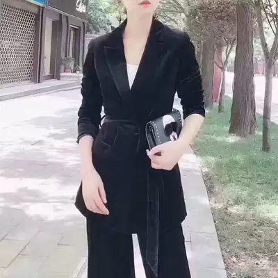 Amarshi flag 2021 spring new black velvet blazer women 5431072-2284241-001