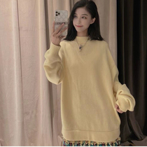 Gocies new 2021 autumn and winter all-home forpure color upright collar loose cashmere knitted sweaters 1399495