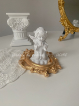 Eurostyle Retro White Angel Mini Sculptures figure Plaster Living Room Bedroom Home Small Pendulum