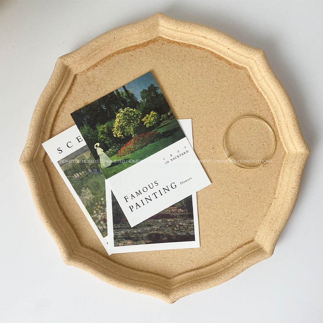 Retro ins style wooden old rough tray octagonal jewelry plate photo props Nordic homestay decoration