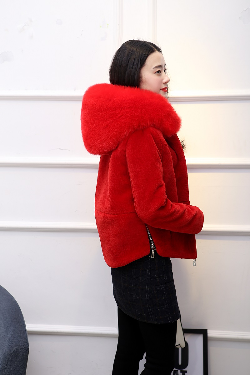 Lông một 2018 mới mùa thu và mùa đông cừu cắt fur coat Hàn Quốc nữ đoạn ngắn giả con cáo lông trùm đầu coat áo khoác lông dáng dài