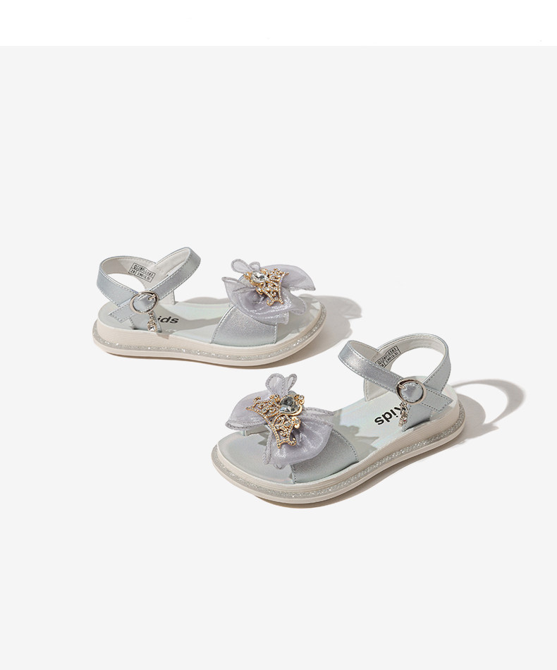 红蜻蜓 2022年夏季新款 女童爱莎公主水钻皇冠凉鞋 双重优惠折后￥79.15包邮 26~37码3色可选