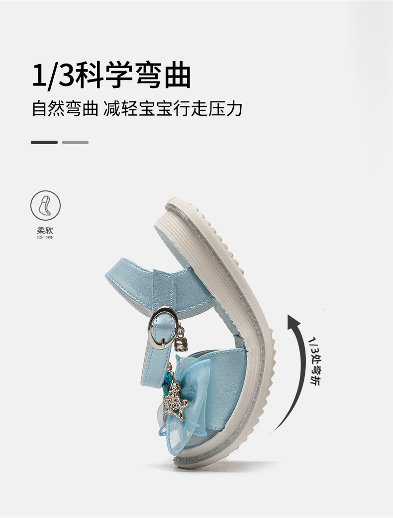 红蜻蜓 2022年夏季新款 女童爱莎公主水钻皇冠凉鞋 双重优惠折后￥79.15包邮 26~37码3色可选