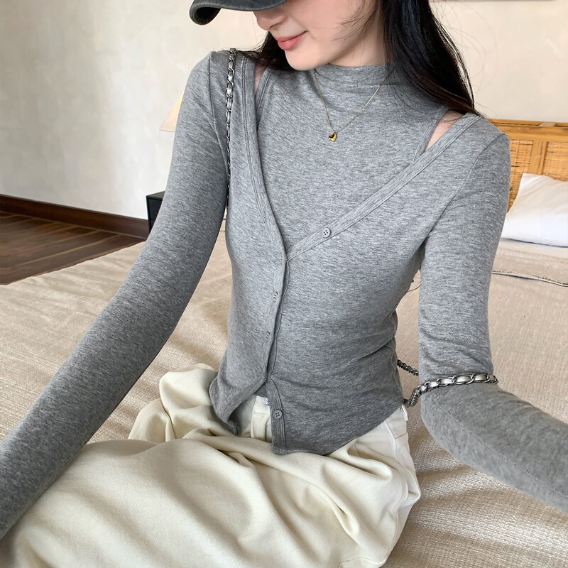 Suseyiku Lazy Sleeveless Inner Vest Cardigan Jacket Two-Piece Set for Women Autumn and Winter New Niche Top