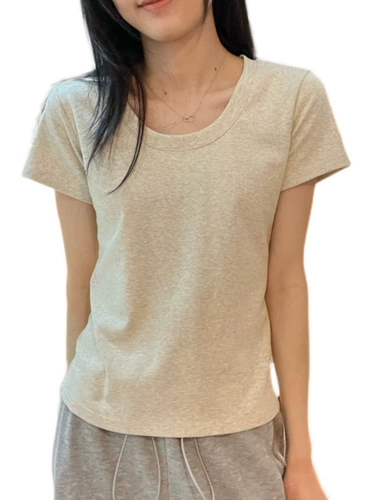 Tide, летняя однотонная приятная телу футболка с коротким рукавом, облегающий крой, короткий рукав