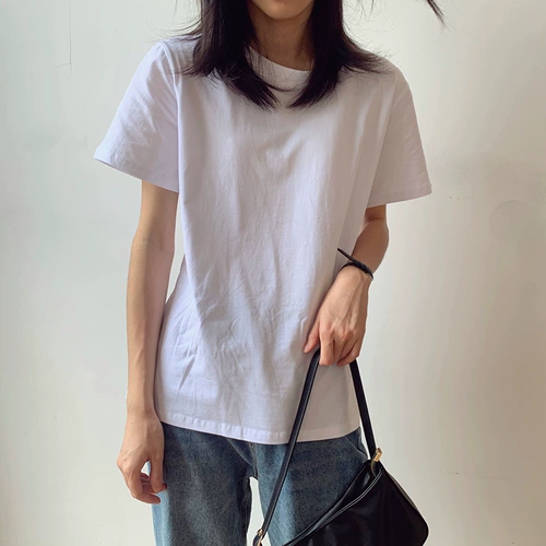 Весенняя летняя приятная телу белая цветная футболка для школьников, в западном стиле, облегающий крой, короткий рукав