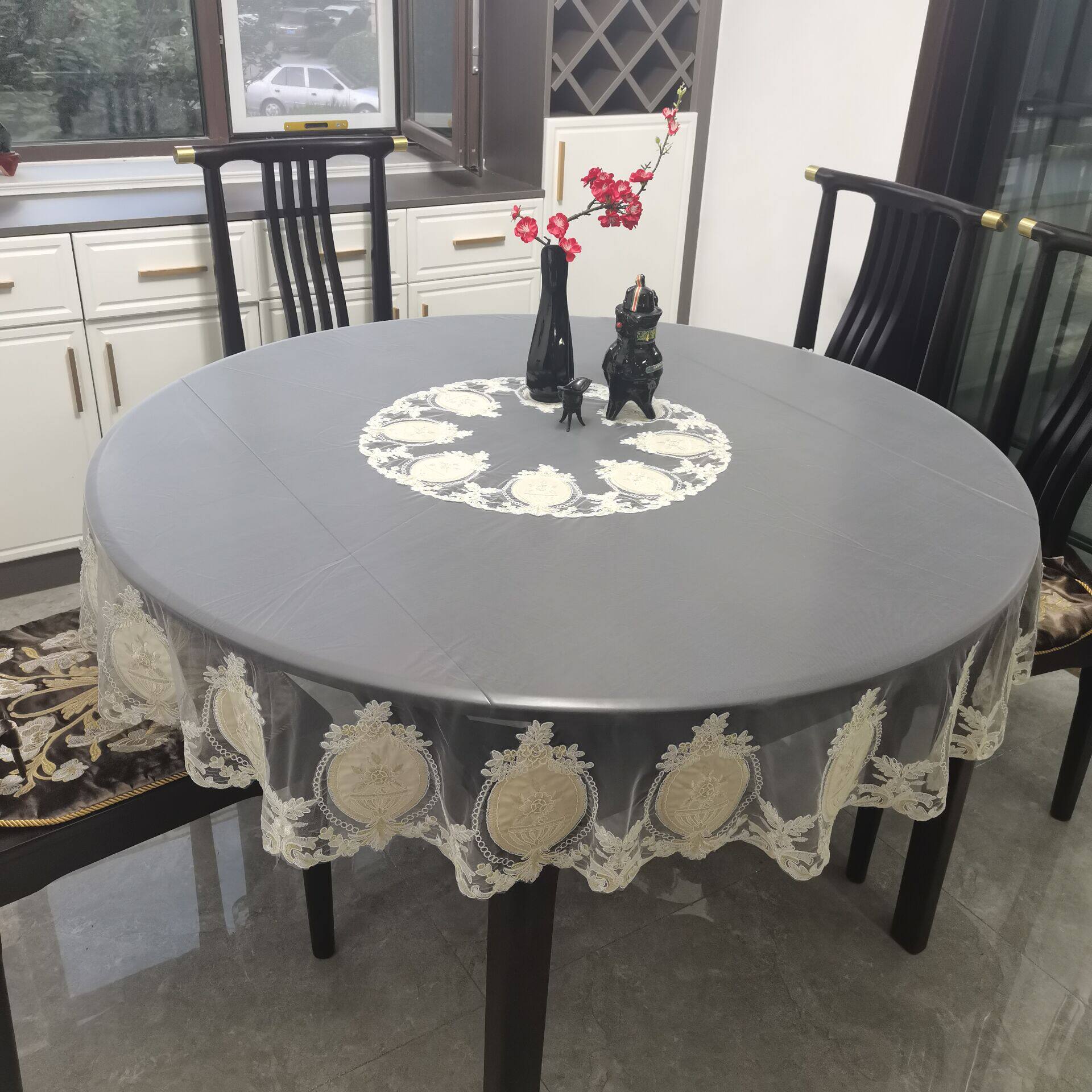 European lace cover light luxury embroidery light luxury round table cloth air conditioning washing machine bed head cabinet embroidered dust cloth