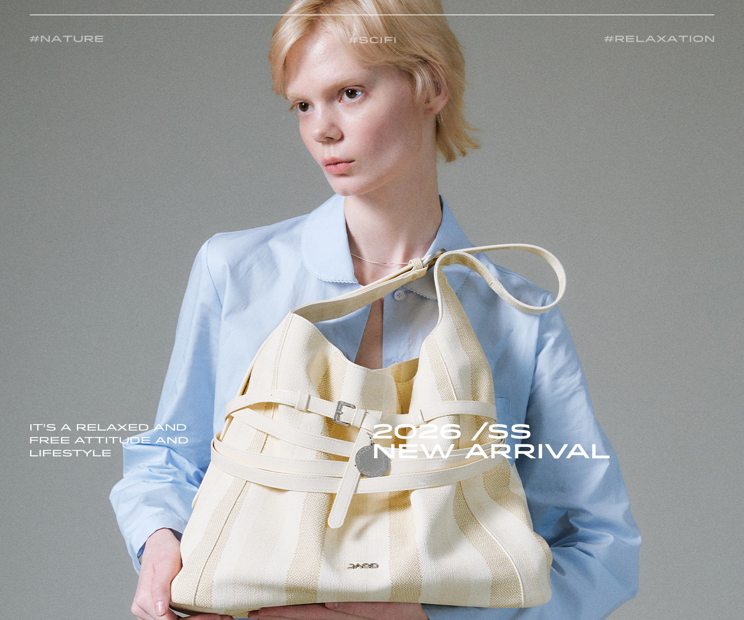 JACD Linen Magnetic Snap Shoulder Bag