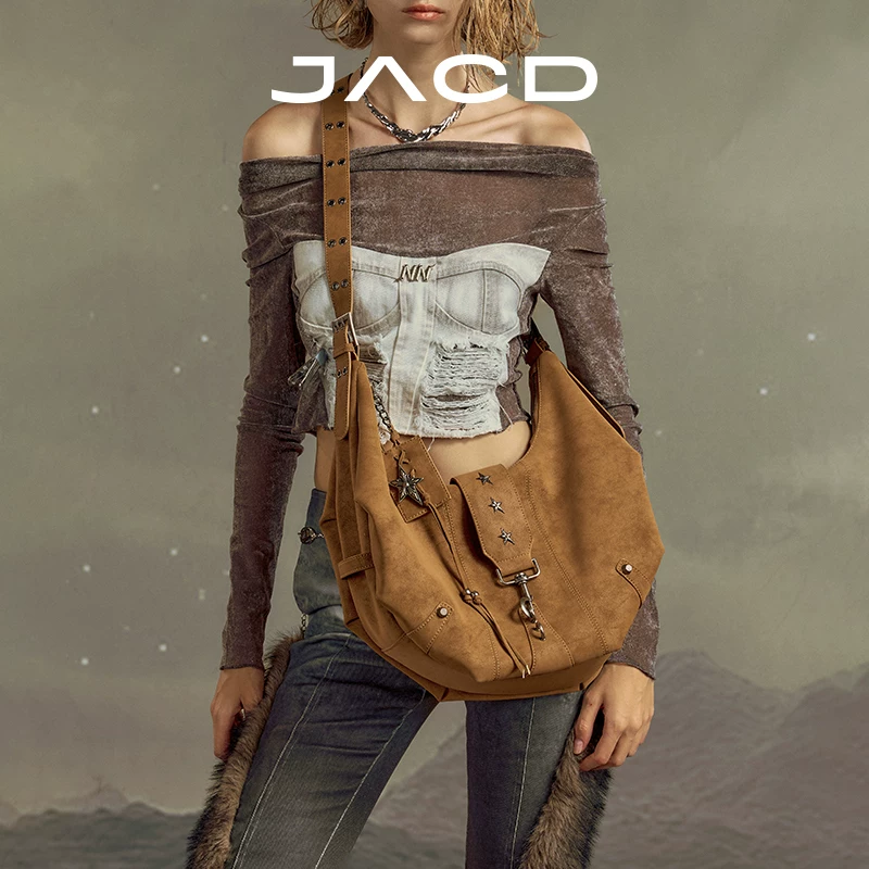 Ёмкая сумка через плечо JACD, коричневая одностропная сумка