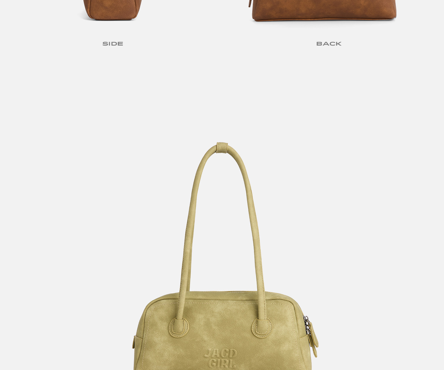 JACD Cinnamon Brown Faux Leather Zip-Top Bowling Bag