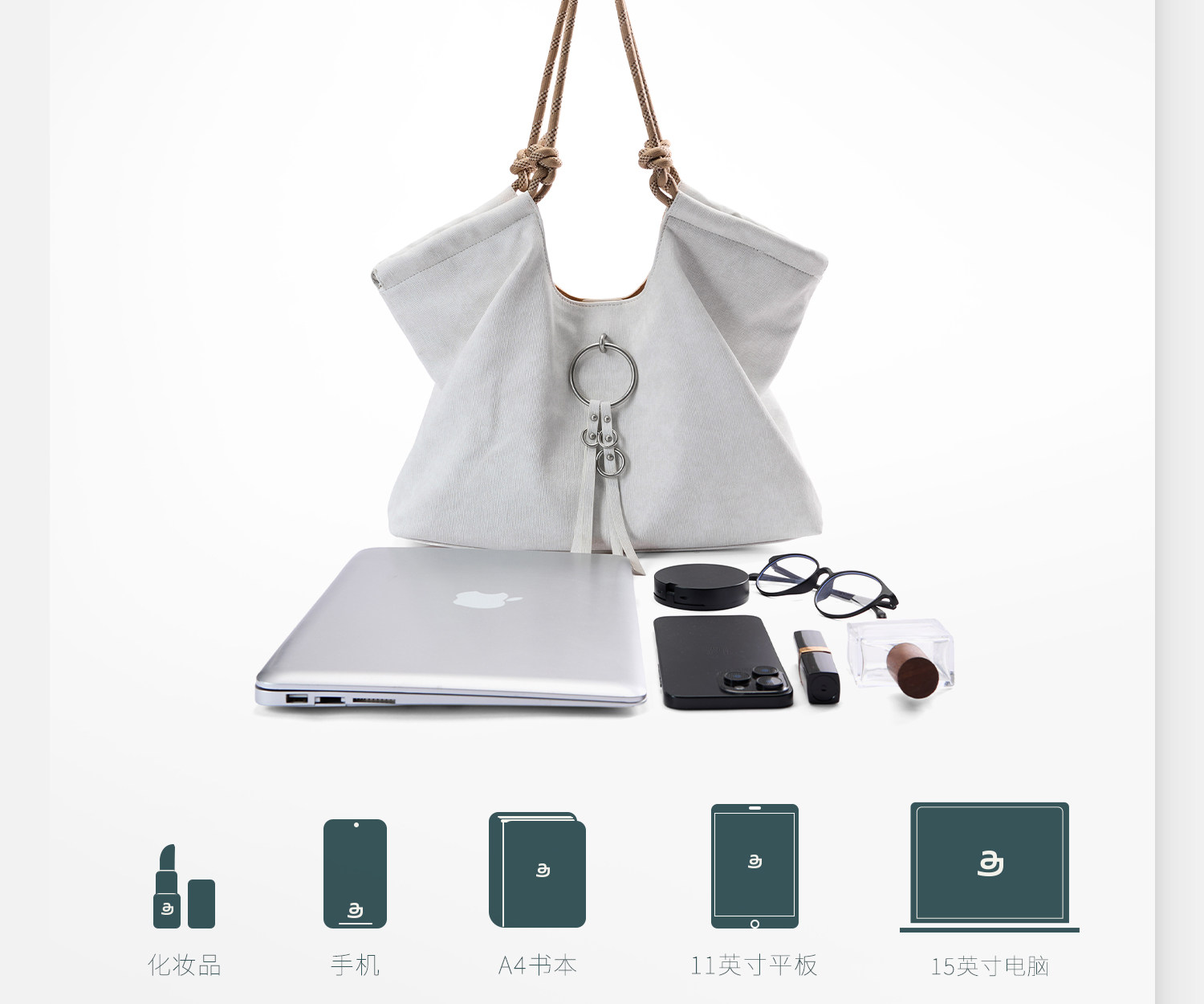JACD Leather Magnetic Snap Shoulder Tote Bag