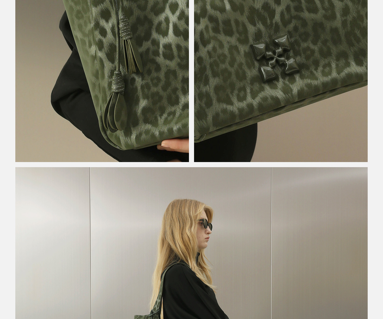 JACD Leopard Print Magnetic Snap Shoulder Bag