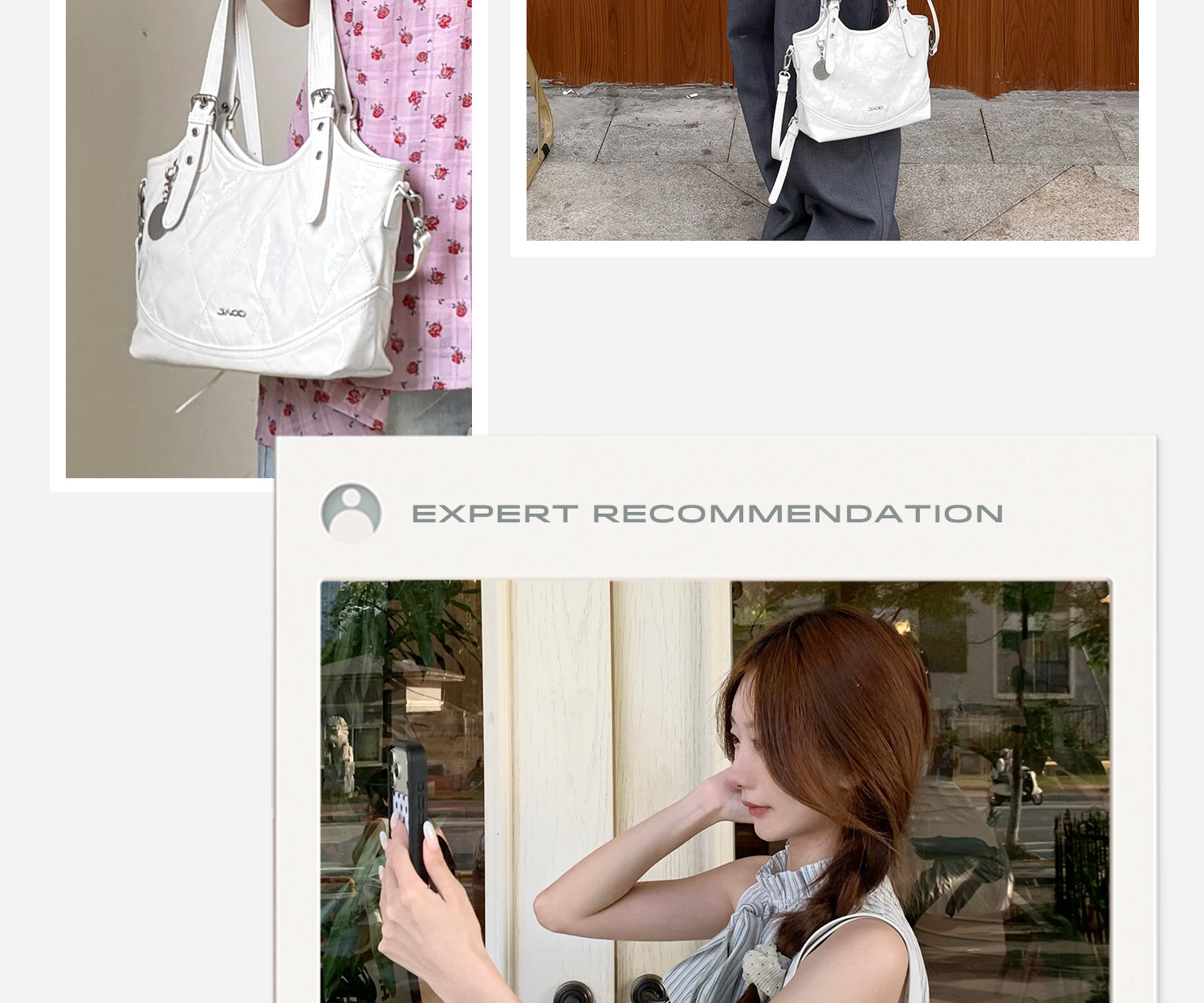 JACD White Quilted Synthetic Leather Crossbody Bag