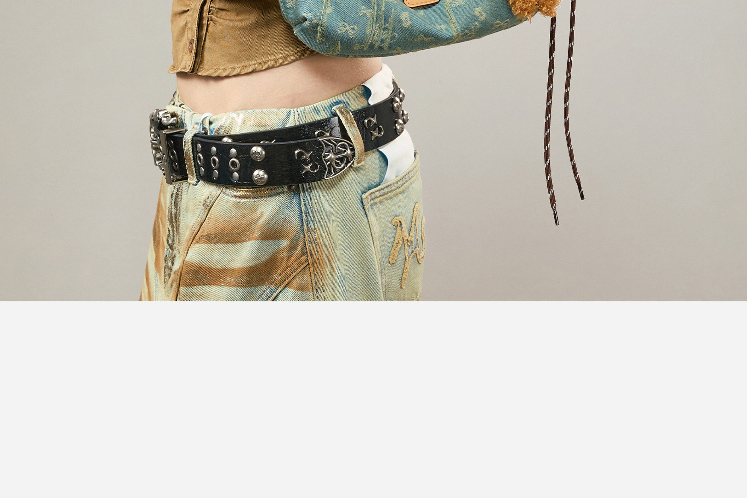 JACD Denim Crescent Underarm Bag - Zip-Top