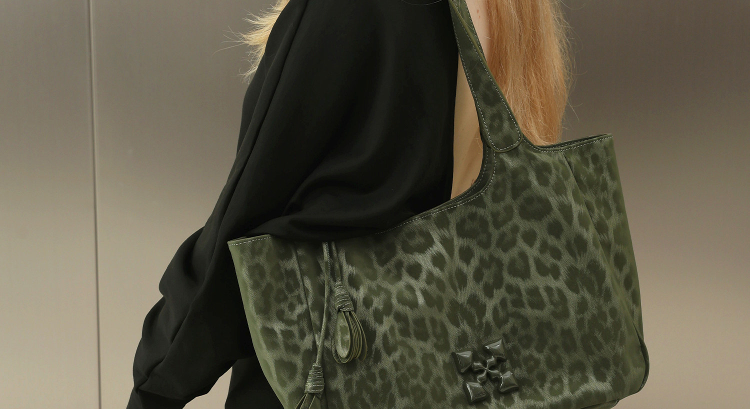 JACD Leopard Print Magnetic Snap Shoulder Bag