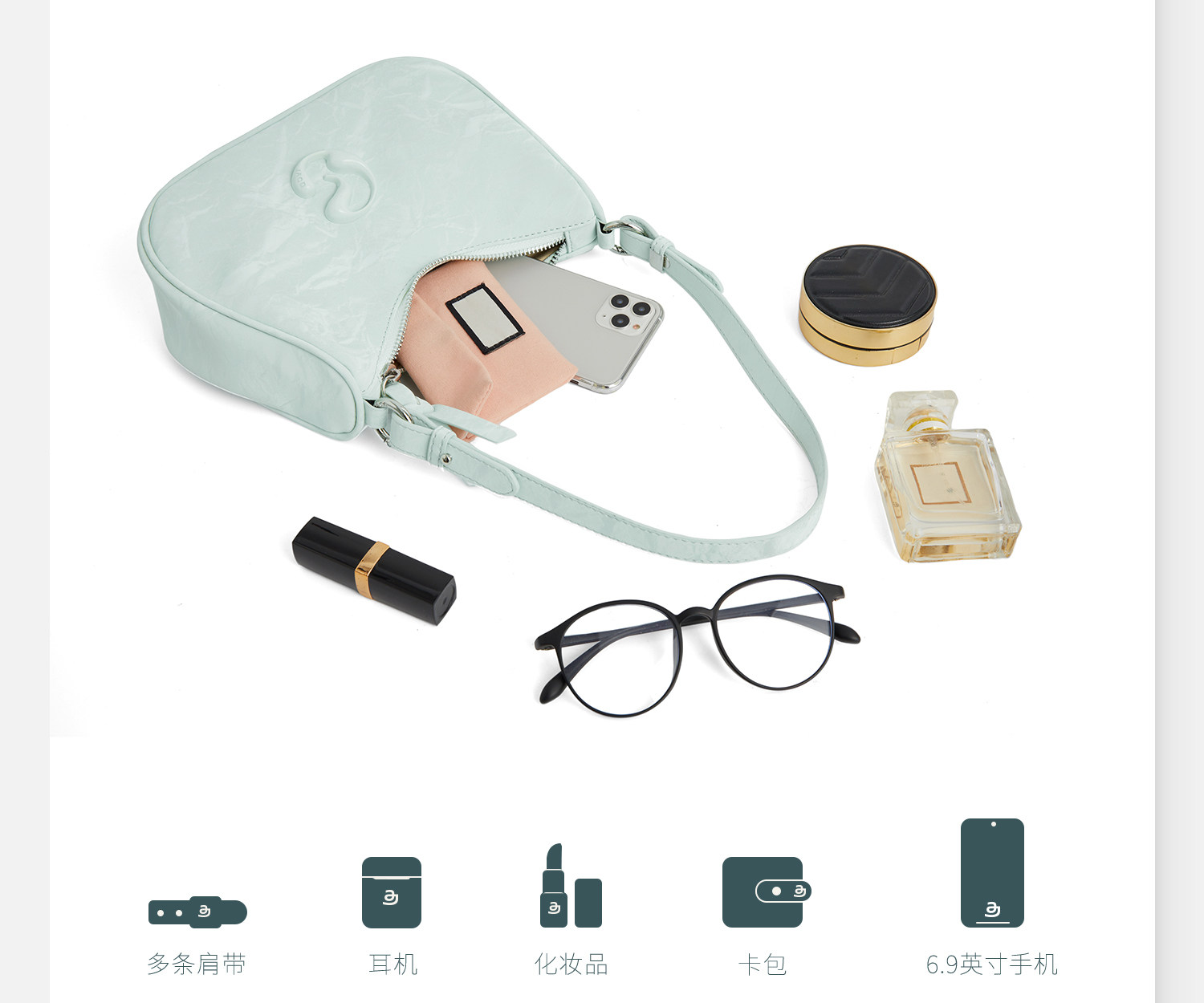 JACD Faux Leather Zip-Top Underarm Bag