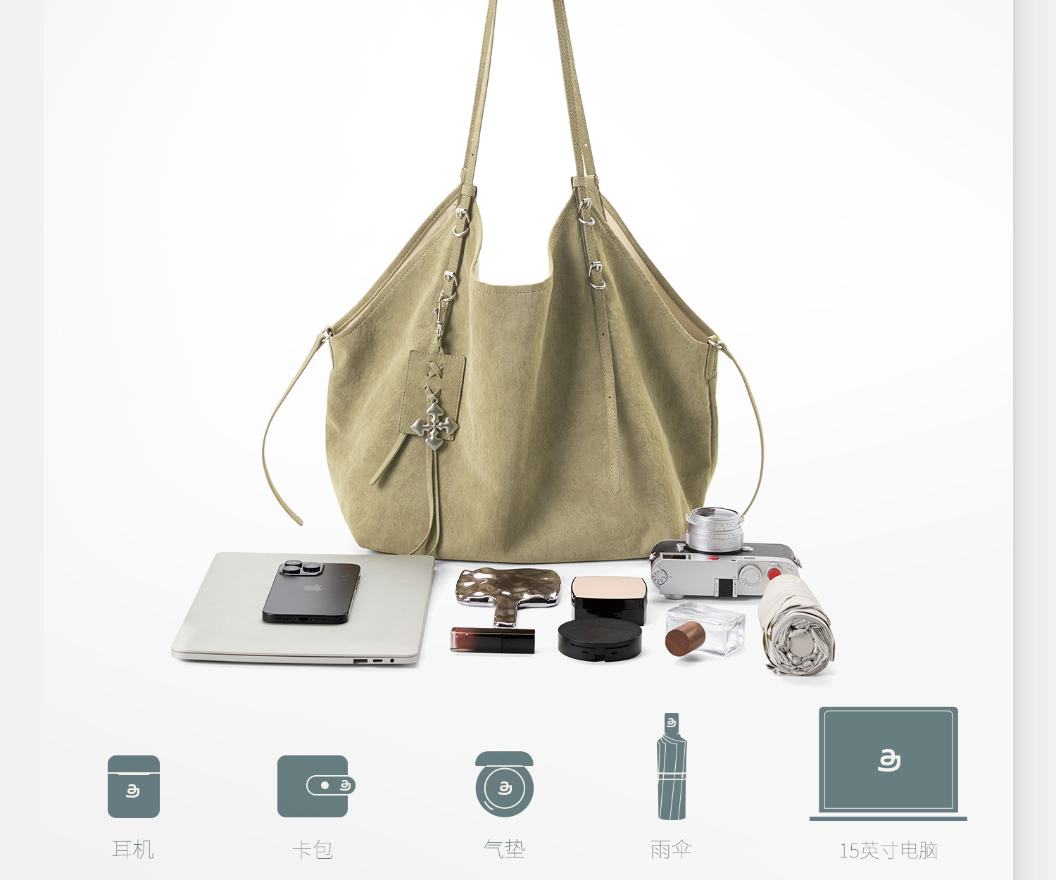 JACD Magnetic Snap Leather Tote Bag