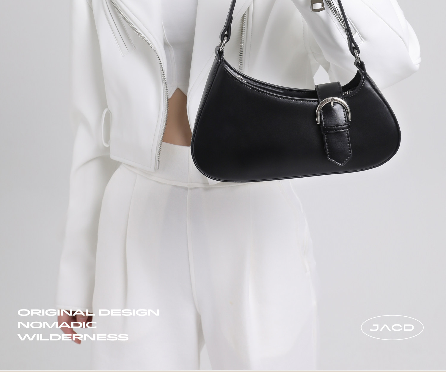JACD Black Faux Leather Zip-Top Underarm Bag