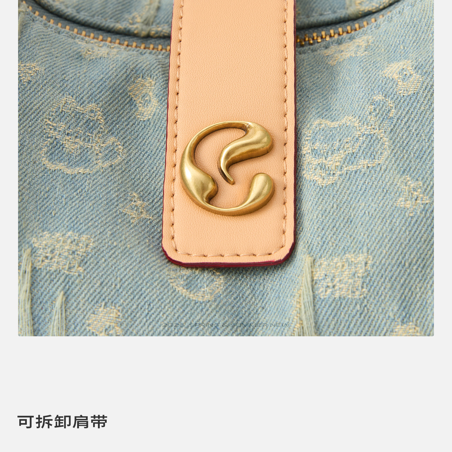 JACD Denim Crescent Underarm Bag - Zip-Top